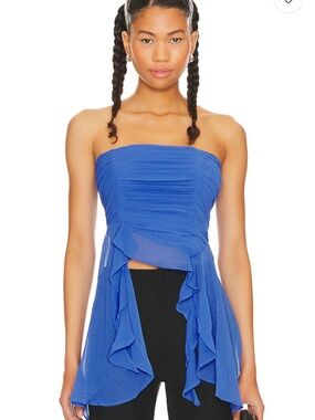 Free People Naeva strapless high low peplum Ruffle Top Sz S